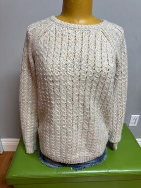 Simons Cream Cable Knit Crewneck Sweater